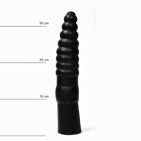 All Black Ribbed Dildo 33 x 6