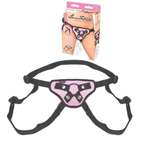 lux fetish pretty in pink strap on harness