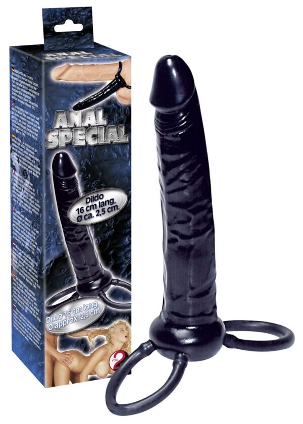 Realistischer Analdildo mit Penisringen 16 x 2,5 cm