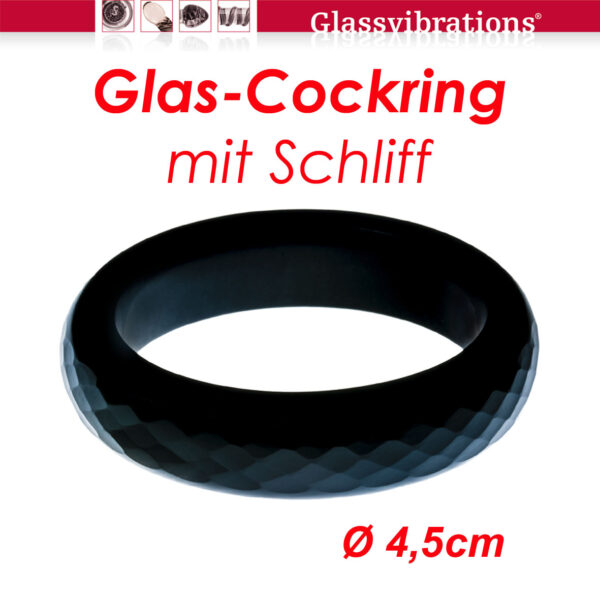 Glas-Penisring mit Schliff schwarz 4,5cm