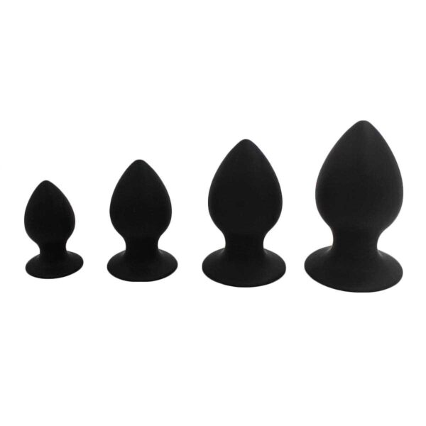 Analplug Set aus Silikon Schwarz S - XL