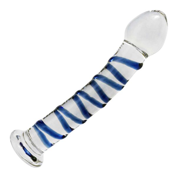 Deluxe Glas Dildo Blue Spiral