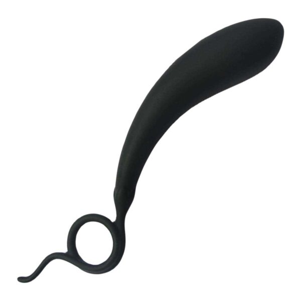 Gebogener Silikon-Dildo Schwarz 20 CM