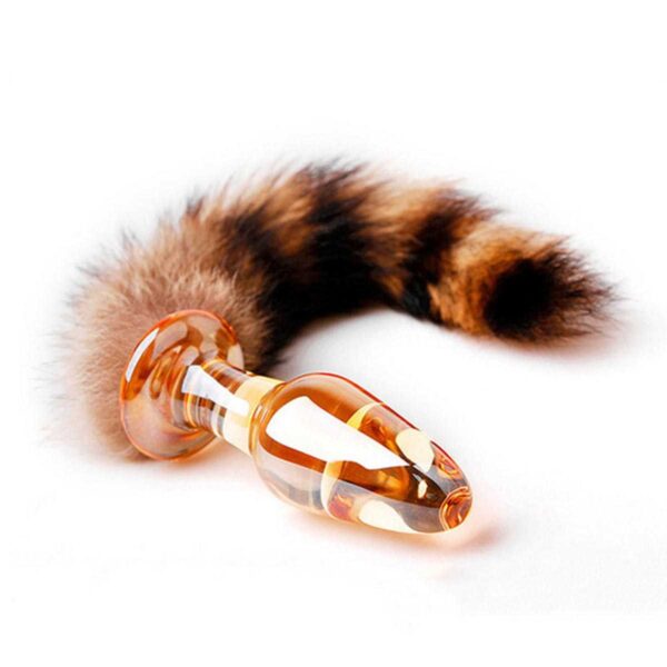 Fox Tail Glass Anal Plug Amber