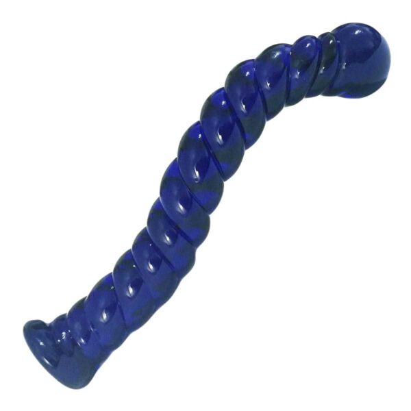 Spiral Glasdildo Deep Blue 20 cm