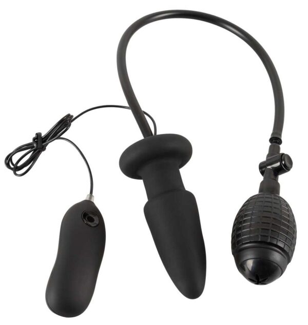 Pump-Analplug Vibrator Inflatable Vibrating Butt Plug Schwarz