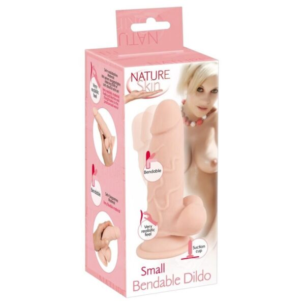 Naturdildo Nature Skin Small Bendable Dildo 17 cm mit Hoden, Eichel und Saugfuß