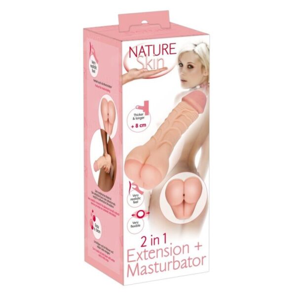 Nature Skin 2 in 1 Sleeve-Masturbator-Penishülle, anale Öffnung