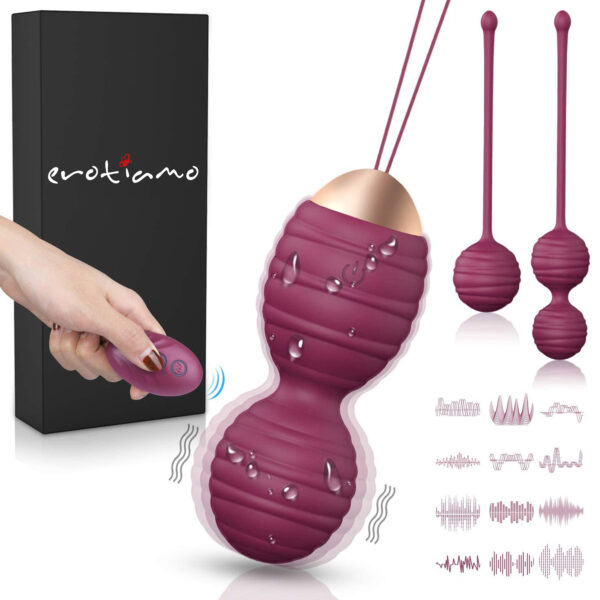 MAGIC VITAL Dreierlei Beckenboden Kugel Trainer-Set, 12 Modi, Fernbedienung, USB