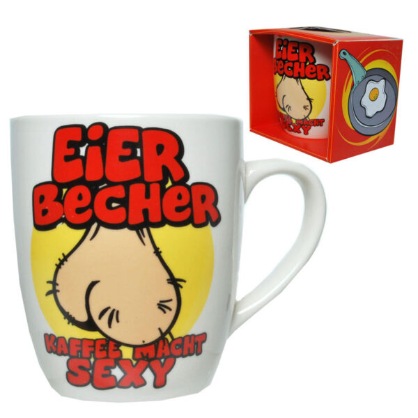 Becher Eier-Becher" Porzellan mit Spruch"