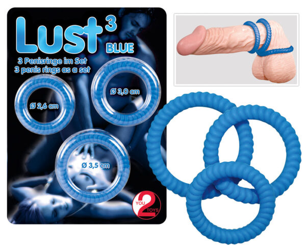 Penisring Trio Set blau